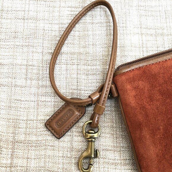 SOLD ~ Vintage Coach Corset Laced Wristlet 7139 Rust Suede and Brown Leather EUC - Picture 5 of 10